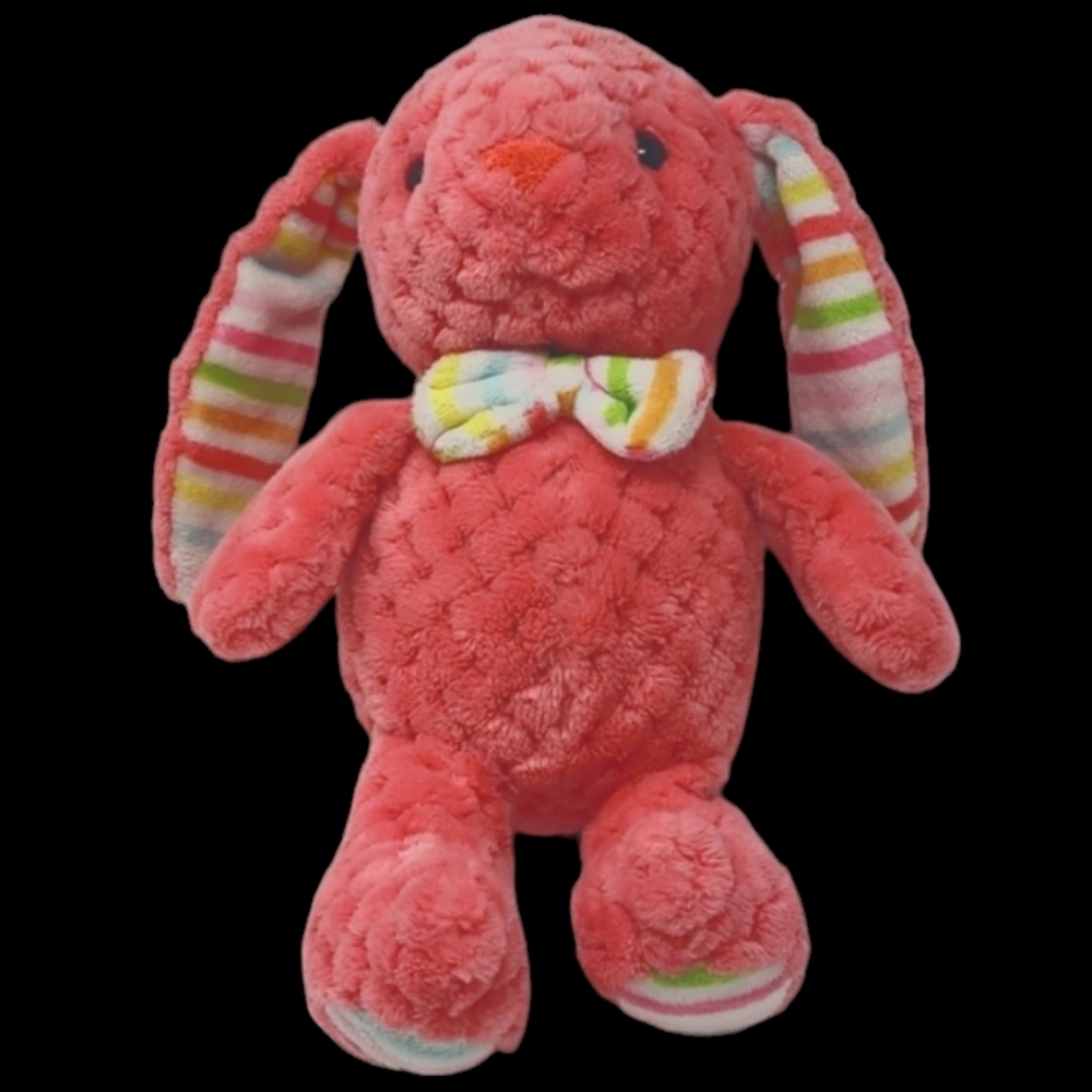 KELLY TOY 10" PLUSH STUFFED PINK BUNNY RABBIT - WAFFLE TEXTURE